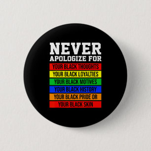 Never Apologize For Your Blackness Black History M 6 Cm Round Badge