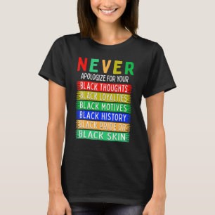 Never Apologize For Your Blackness Black History M T-Shirt