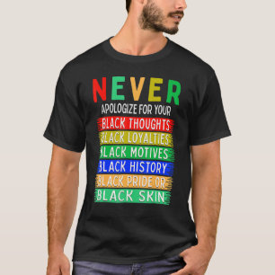Never Apologize For Your Blackness Black History M T-Shirt
