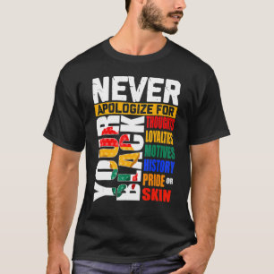 Never Apologize For Your Blackness Black History M T-Shirt
