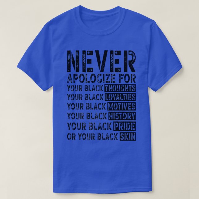 Never Apologize For Your Blackness Juneteenth Blac T-Shirt (Design Front)