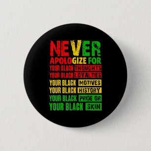 Never Apologize Your Black History Month African A 6 Cm Round Badge