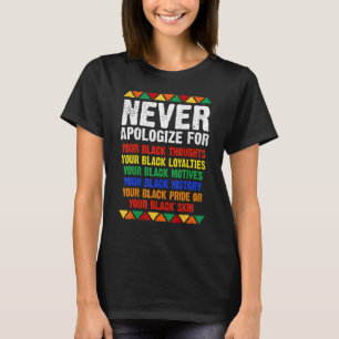 Never Apologize Your Blackness African Black Histo T-Shirt