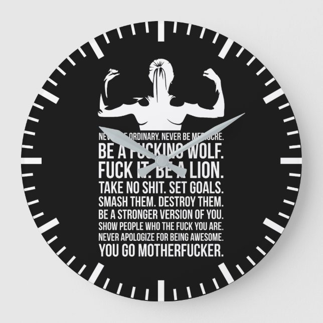 Never Be Ordinary - Women's Fitness Motivational Large Clock (Front)
