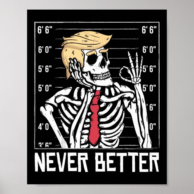 Never Better Funny Skeleton Mugshot America Hallow Poster (Front)