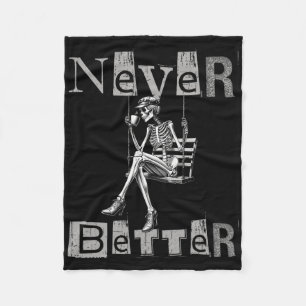 Never Better Skeleton Messy Bun Drinking Coffee Co Fleece Blanket