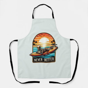 Never Better - Skeleton Surfing Sunset Wave Apron