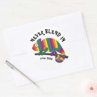 Never Blend In Rainbow Chameleon Pride Classic Round Sticker