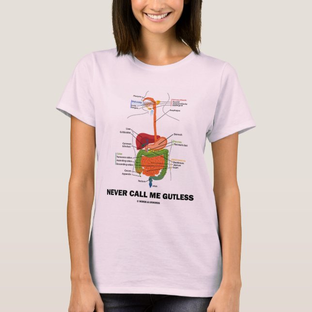 Never Call Me Gutless (Digestive System Humour) T-Shirt (Front)