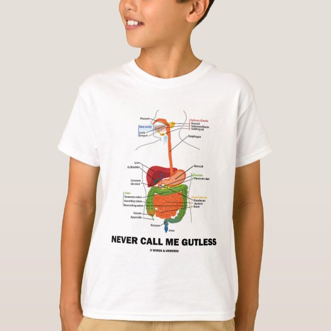 Never Call Me Gutless (Digestive System Humour) T-Shirt (Front)