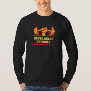 Never Cheat On Curls Funny Workout Humor Gym Fitne T-Shirt