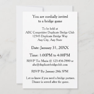 Never Criticise Your Partner During Play Bridge Invitation