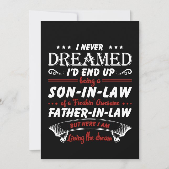 Never End Up Son In Law & Father In Law Thank You Card (Front)