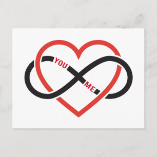 never ending love, red heart with infinity sign postcard