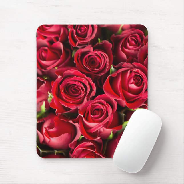 Never Enough Red Rose Flowers Mouse Mat (With Mouse)
