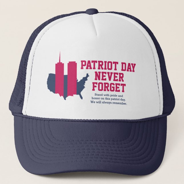 Never Forget 911 20th Anniversary Patriot Day 2021 Trucker Hat (Front)