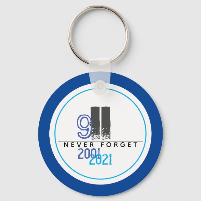 Never Forget 911 Blue World Trade Centre Key Ring (Front)
