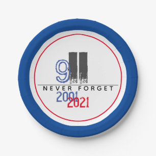 Never Forget 911 Patriotic World Trade Centre Paper Plate