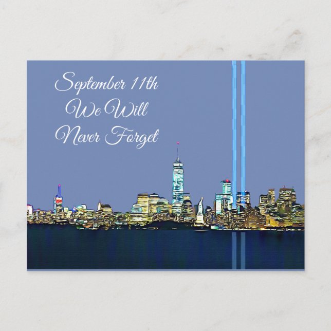 Never Forget 911 September 11th Memorabilia Postcard (Front)