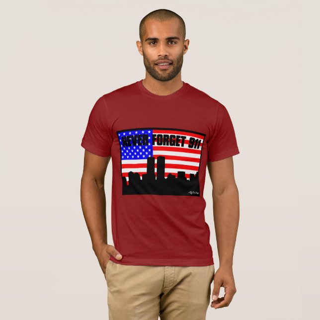 never forget 911 TSHIRT SHORT SLEEVE WINE (Front Full)