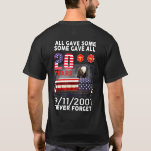 Never Forget 9 11 2001 20th Anniversary Firefighte T-Shirt