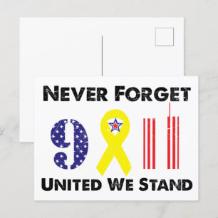 Never Forget 9 11 United We Stand Postcard