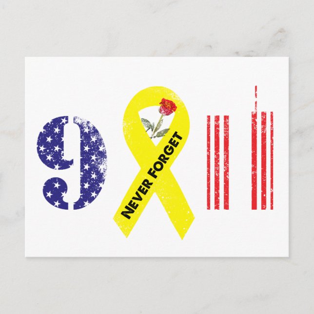 Never Forget 9 11 Yellow Ribbon Postcard (Front)