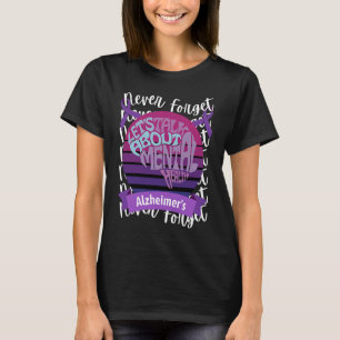 Never Forget Alzheimer's Awareness Retro Purple Ri T-Shirt