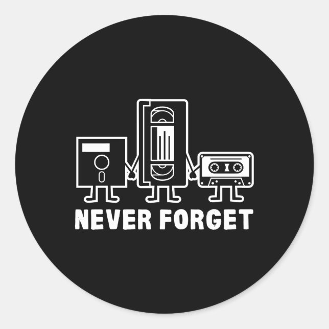 Never Forget Cassette Tape Classic Round Sticker (Front)