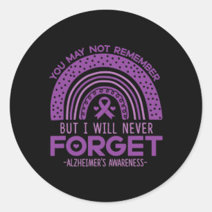 Never Forget Dementia Patients Purple Ribbon  Classic Round Sticker