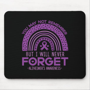 Never Forget Dementia Patients Purple Ribbon Mouse Mat
