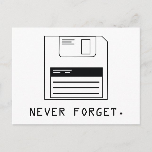 Never Forget : Floppy Disc Postcard (Front)