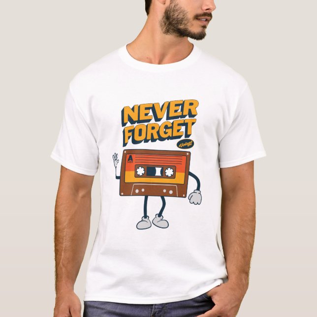 Never Forget Floppy Disc VHS Tape Cassette Tape T-Shirt (Front)