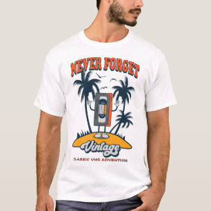 Never Forget Floppy Disc VHS Tape Cassette Tape T-Shirt