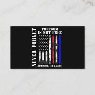 Never forget freedom isn't free veteran memorial d business card