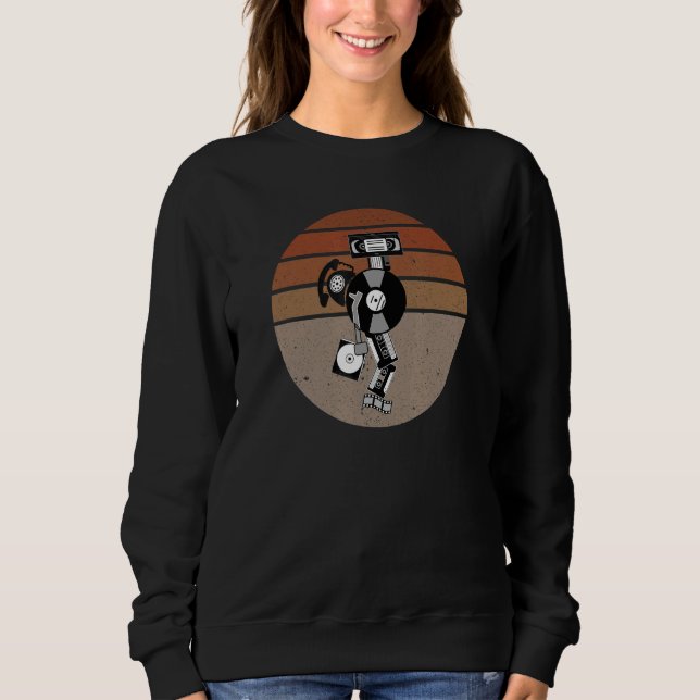 Never Forget Old Retro Tech Video Tape Cd Vinyl Su Sweatshirt (Front)