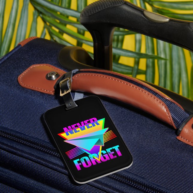Never Forget Paper Aeroplane Luggage Tag (Front Insitu 1)