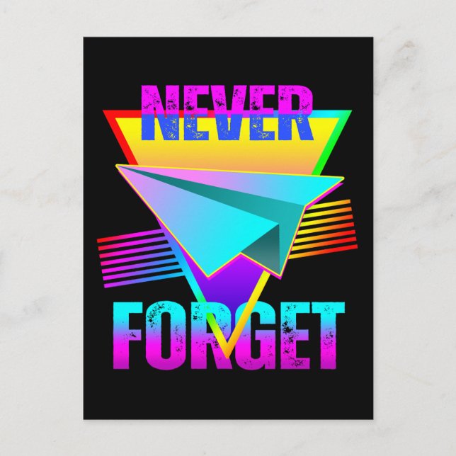 Never Forget Paper Aeroplane Postcard (Front)