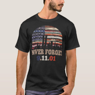 Never forget Patriotic 911 American Flag Retro T-Shirt