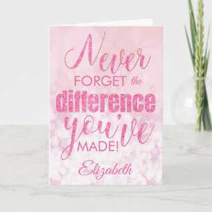 Never Forget Pink Thank You Appreciation  Card