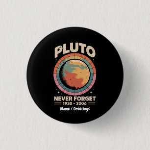 Never Forget Pluto 1930-2006 Funny Retro Space 3 Cm Round Badge