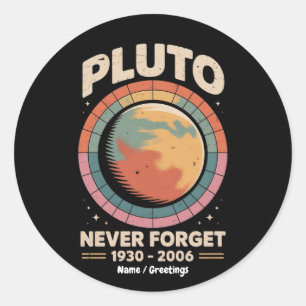 Never Forget Pluto 1930-2006 Funny Retro Space Classic Round Sticker