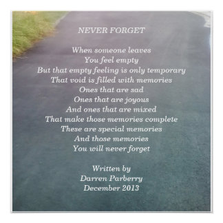 "Never Forget" poem Glossy Poster