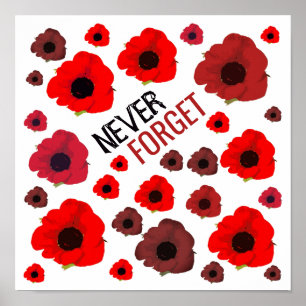 Never Forget, Poppy Flower Poster