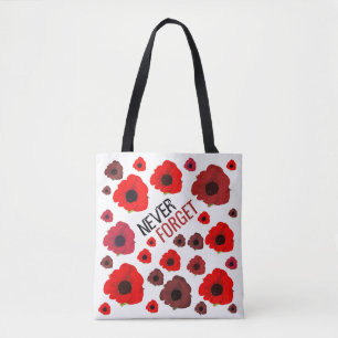 Never Forget, Poppy Flower Tote Bag