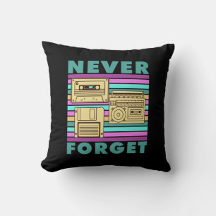 Never Forget Retro 80s Technology Boom Box Gen X Cushion