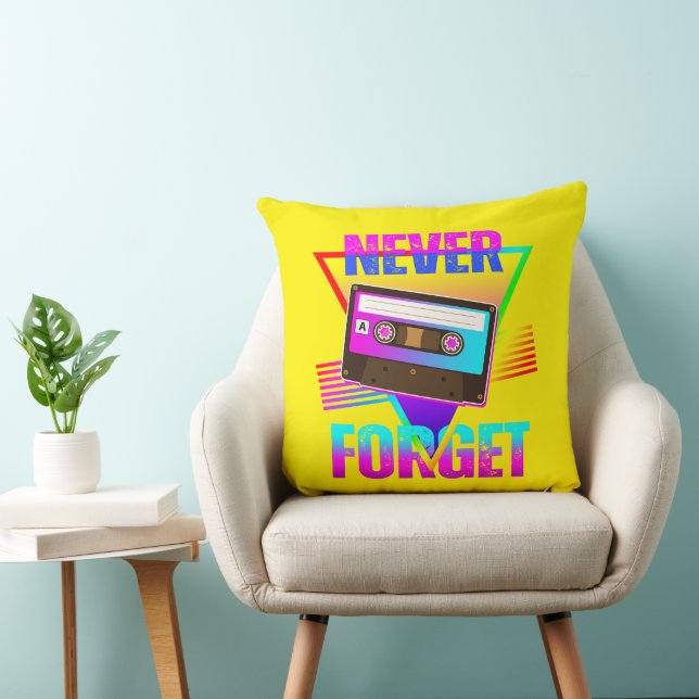 Never Forget Retro Cassette Tape Recorder Cushion (Chair)