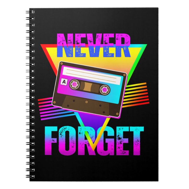 Never Forget Retro Cassette Tape Recorder Notebook (Front)