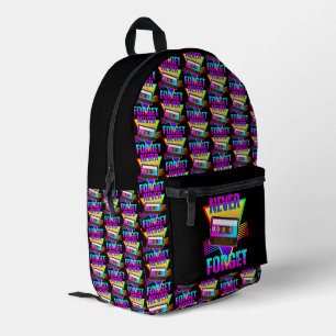 Never Forget Retro Cassette Tape Recorder Printed Backpack