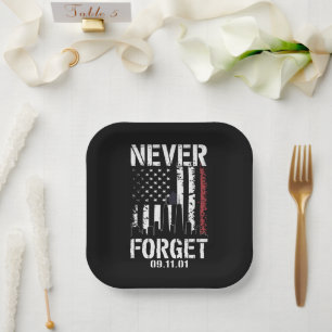 Never Forget September 11 2001 Memorial Day  Paper Plate